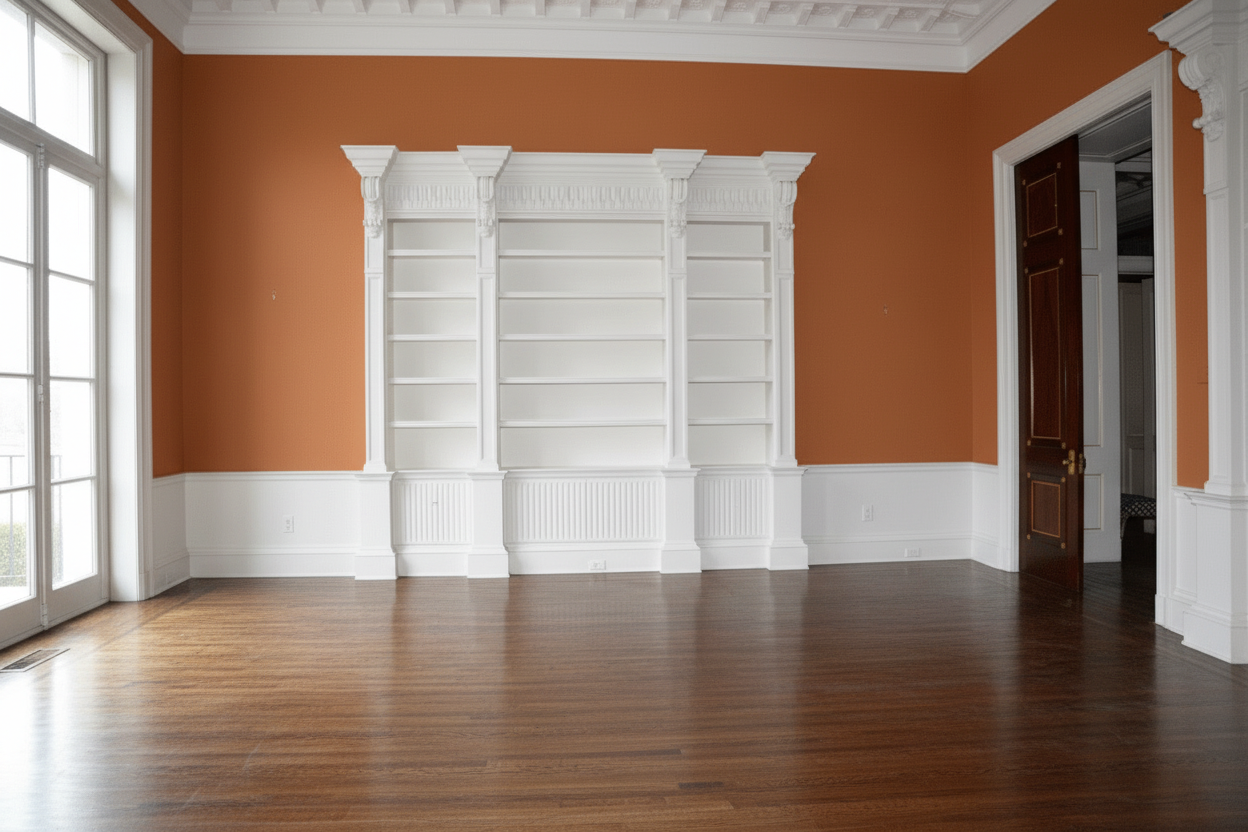 Room emptied of furniture, ready to re-stage