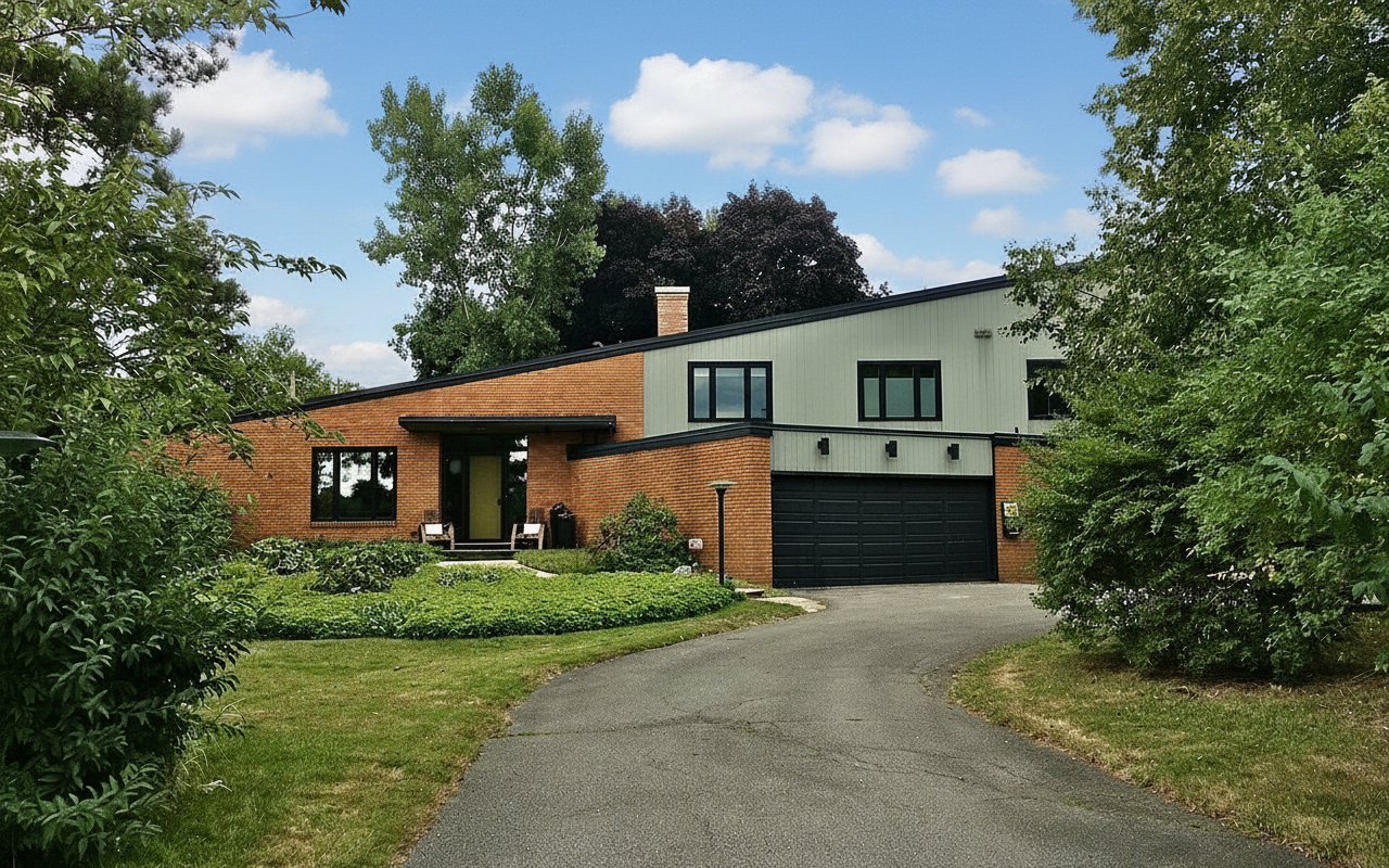 House exterior with a brighter sky and greener lawn